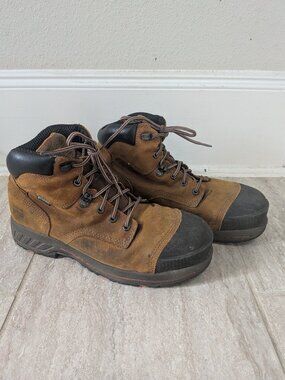 TIMBERLAND PRO Helix Titan 6 Men Sz 10 M Alloy Toe Work Boots Brown Anti Fatigue